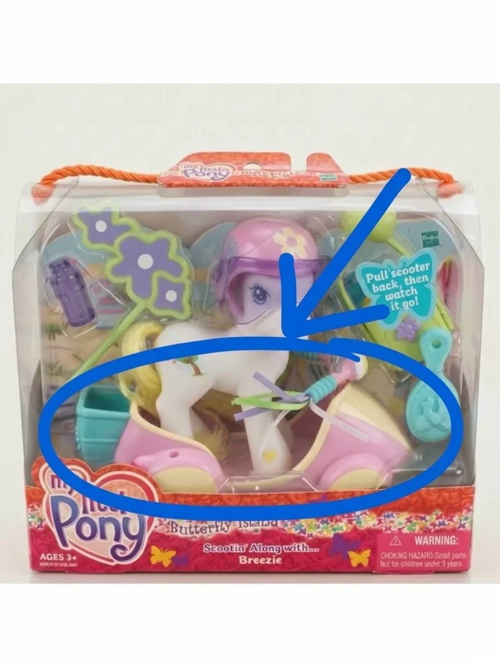 Hasbro My Little Pony Scooter Pull Back Butterfly Island Breeze’s Vehicle 2004